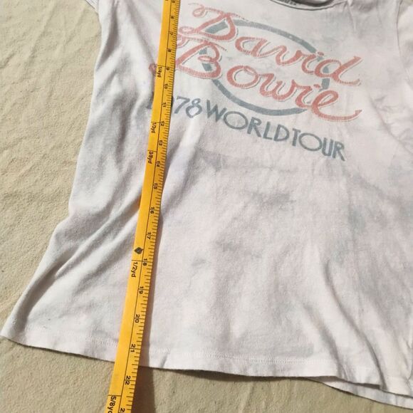 Women’s White David Bowie 1978 World Tour Graphic T-Shirt, Small (Faded Wash) - Picture 6 of 6